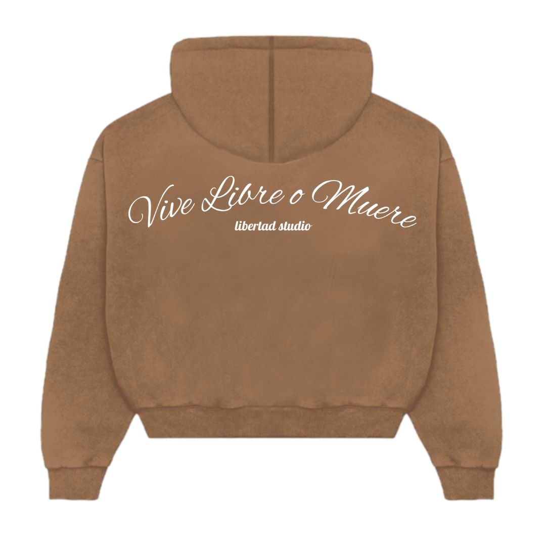 "live free or die" sweatshirt-light brown