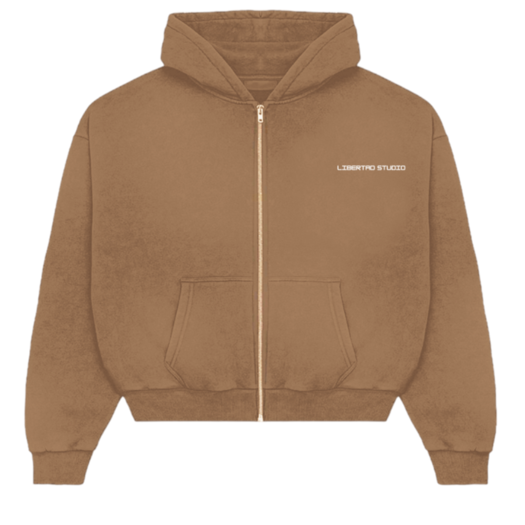 "live free or die" sweatshirt-light brown